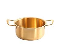 Casserole coréenne à nouilles, 16 cm, en acier inoxydable, dorée, avec double poignée, sauce, poêle à sauce, pot pour spaghetti, soupe et pâtes