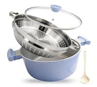 Casserole de 28 cm avec Couvercle, 7L Faitout avec Panier Vapeur- Bleu