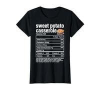 Casserole de patates Douces Faits nutritifs Nourriture de Thanksgiving T-Shirt Graphique avec Valeur, Femme, Noir, M
