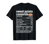 Casserole de patates Douces Faits nutritifs Nourriture de Thanksgiving T-Shirt Graphique avec Valeur, Homme, Noir, M