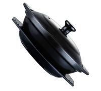 Casserole de Poulet Braisé en Céramique Noire 610ml, à Double Anses | Marmite à Ragoût Monobloc, Trou D’aération, Cuisson sur Gaz, Plateau, pour Soupe et Pique-niques