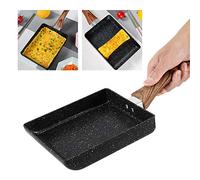 Casserole de tamagoyaki, poêle d'omelette japonaise avec poignée en bois carrée carrée de poêle à œufs japonais ustensiles de cuisine d'oeuf antiadhésif pour les accessoires de