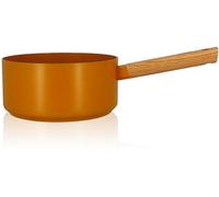 OGO Living – Casserole Ector 20 cm – Aluminium, revêtement céramique jaune, manche bois – 7930272