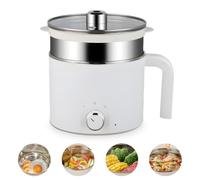 Casserole électrique 1,7 l avec cuiseur vapeur, poêle électrique portable, mini casserole antiadhésive, poêle multifonction avec deux niveaux de puissance réglables, casserole électrique pour maison