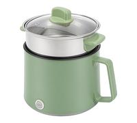 Casserole Électrique 1,7L, Hot Pot Mini Antiadhésif Cuiseur Vapeur Vert | Double puissance 300W/600W, cuiseur vapeur, antiadhésif, couvercle verre, 1,7L, pour ramen, pâtes, fondue, dortoir.