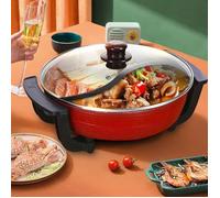 Casserole électrique 1300W Hot Pot Soup Pots avec couvercle Batterie de cuisine 38x18cm