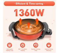Casserole électrique 1360W avec couvercle Marmite multifonction grande capacité Cuisson plats familiaux