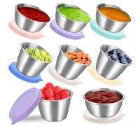 Casserole en acier inoxydable 304 avec couvercle en silicone sécurisé, design empilable pour économiser de l'espace, convient pour les sauces, vinaigrettes et petits aliments, passe au lave-vaisselle