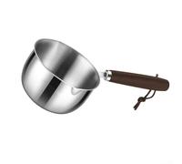 Casserole en acier inoxydable 304 avec poignée en bois pour faire fondre le beurre, réchauffer le lait et verser de l'huile chaude (500 ml)