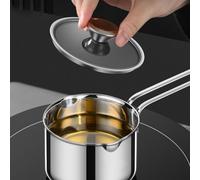 Casserole en acier inoxydable, avec couvercle en verre trempé, finition brossée, petite casserole pour faire bouillir des œufs, cuire des pâtes, du lait chaud, des soupes