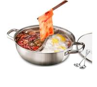 Casserole en acier inoxydable avec séparateur, batterie de cuisine double face pour Shabu Shabu, fête à la maison et réunion de famille