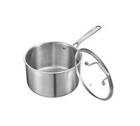 Casserole en Acier Inoxydable Capacité 3,8L Avec Couvercles en Verre et Poignée