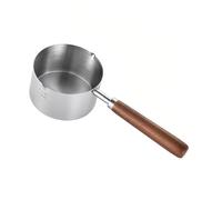 Casserole en acier inoxydable de 250 ml avec manche en bois, casseroles chauffantes pour cuisiner et servir des sauces, des huiles et des vinaigrettes, poêle à steak