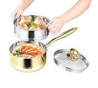 Casserole En Acier Inoxydable - Plat De Cuisson Antiadhésif Sans Revêtement Avec Couvercle Et Poignée,Faitout Et Panier Vapeur,Pour Cuisine Maison Cuisson Friture Mijotage Ébullition Soupe