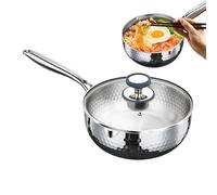 Casserole en acier inoxydable, ustensiles de cuisine antiadhésive avec couvercle et poignée - Cuiseur vapeur sans revêtement pour frire, cuire à feu lent, bouillir, utilisation à la maison