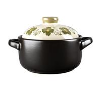 Casserole en argile noire avec couvercle, résistante à la chaleur | Marmite en céramique, Faitout rond en terre cuite for cuisinier Bibimbap, soupe, riz, ragoût