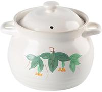 Casserole en Céramique De Haute Qualité avec Couvercle, Cocotte en Terre Cuite Résistante à La Chaleur pour Soupes, Cuisson à La Vapeur Et Autres Préparations, White 2.1L