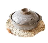 Casserole en céramique, Marmite en céramique, cocotte résistante à la chaleur avec couvercle, marmite ronde en argile en grès, cuiseur à riz for les ambiances de ragoût(3L)