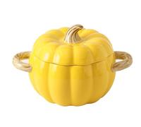 casserole en céramique, Mini plat de cuisson bol citrouille mignon, for la du gril(Yellow)
