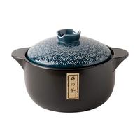 Casserole en céramique noire de style japonais avec couvercle - Marmite à soupe résistante à la chaleur for la cuisine à la maison, le dîner et les ragoûts, marmite traditionnelle en argile(2.5L)