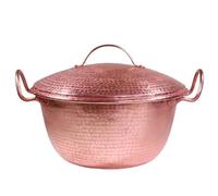 Casserole en cuivre massif fabriquée à la main avec parois épaisses, marmite en cuivre rouge pur for faire mijoter du porridge, récipient de décoction d'herbes chinoises(D,50cm)
