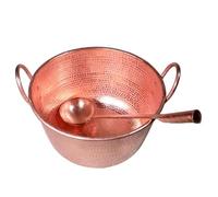 Casserole en cuivre massif fabriquée à la main avec parois épaisses, marmite en cuivre rouge pur for faire mijoter du porridge, récipient de décoction d'herbes chinoises(B,32cm)