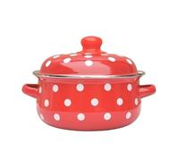 Casserole en émail épais, marmite rouge, petite casserole à double anse for ragoût, bouillie for bébé, for cuire les nouilles au lait(Calibre 20CM)