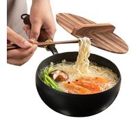 Casserole en fer - Poêle de cuisson à plat avec manche en bois - Ustensile de cuisine multifonction en fer pour rôtir - Ustensile de cuisine robuste pour la maison, la restauration, la cuisinière