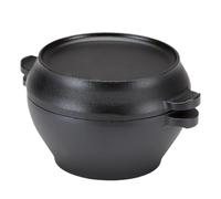 Casserole en fonte - Cocotte ronde avec de cuisson - Récipient de cuisson moulé - Casserole ronde confortable - Poêle de cuisson en fer robuste - Avec double poignées pour la cuisson du