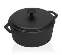 Casserole en fonte de 26,5 cm de diamètre avec poignée et couvercle, capacité de 5 l, pour cuisinière, induction, électrique et four pour cuisiner, braiser, cuire et gratiner