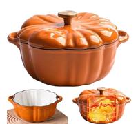 Casserole en fonte émaillée avec couvercle, pour Thanksgiving, décoration d'automne et d'Halloween, marmite à soupe, moule à pâtisserie, passe au four et au four (1,5 l)
