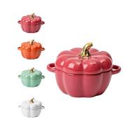 Casserole en forme de citrouille, en forme de citrouille, avec couvercle, bol de citrouille en céramique, pot à soupe antiadhésif, convient pour la décoration d'Halloween, la décoration de fête à