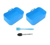 Casserole en silicone pour friteuse Ninja DZ201 Foodi 8QT double avec brosse et clip Accessoires de cuisson 19,5 x 12,7 x 7 cm (bleu)