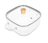 Casserole en Verre Carrée 3,5 L avec Couvercle, Double Poignées | Verre Borosilicaté Transparent, Chauffe au Micro-ondes, pour Pâtes et Repas Bébé, Usage Domestique
