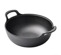 Casserole et soupe en fonte avec double poignée, 20 cm, paroi épaisse pour une rétention optimale de la chaleur, surface antiadhésive non revêtue, idéale pour braiser, (20 cm, casserole simple)