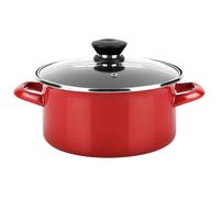 Casserole Induction 20 cm Acier Émaillé, Antiadhésif sans PFOA, Couvercle Verre FAGOR Optimax Rouge 00901