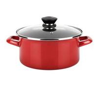 Casserole Induction 24 cm Acier Émaillé, Antiadhésif sans PFOA, Couvercle Verre, FAGOR, Optimax, , Rouge Rouge G