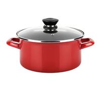 Fagor Casserole induction 24cm Optimax, acier émaillé, antiadhésif sans PFOA, couvercle verre, rouge
