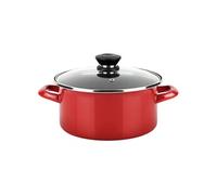 Casserole Induction 26 cm Acier Emaillé, Antiadhésif sans PFOA, Couvercle Verre,, Optimax Rouge