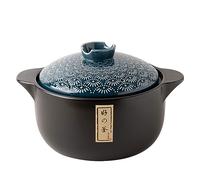 Casserole japonaise en céramique noire avec couvercle - Marmite résistante à la chaleur pour la cuisine à la maison, faitout pour dîner et fête