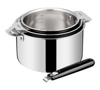 Lagostina Casseroles ESPERTA TRIPLY – Lot de 3 pièces, poignée amovible, aluminium et inox