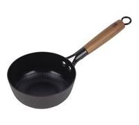 MasterPRO Odín | Poêle antiadhésive 16 cm | En fer pressé | Poignée ergonomique en bois d'acacia | Ustensiles de cuisine | Tous feux, Noir