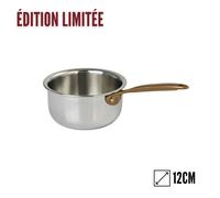 Casserole mini 12 cm castel pro 5 ply poignée fixe cuivrée