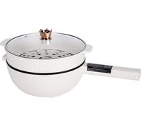 Casserole multifonctions 4L Casserole électrique anti-adhésive avec 9 fonctions de cuisson importantes Passoire(Vapeur) & Couvercle en verre pour cuire Égoutter Servir