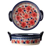 Casserole Plat 7, 28 pouces Round Flower Imprimer à la boulangerie en céramique avec deux poignées pour la tarte Casserole Tapas Cuisine Supplies, Days