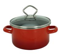 Casserole Rome 16 Cm Émail Rouge 1,5 L Avec Couvercle En Verre Échelle En Litres