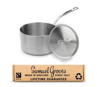 Casserole Samuel Groves Grade Professionnel Triply en Acier Inoxydable avec Couvercle - Fabriquée en Angleterre pour des Performances Culinaires Exceptionnelles (16 cm)