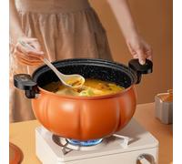 Casserole sans pression pour soupes, ragoûts et cuisson à la vapeur - 28 x 18 x 14 cm - Casserole en forme de citrouille avec répartition homogène de la chaleur - Compact - Orange
