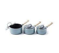 Casserole Set - GREENPAN - CC001595-001 - Aluminium - Bois dense - 3 pièces - Vert grisé