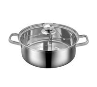 Casserole Shabu en Acier Inoxydable Séparateur et Couvercle | Double Compartiment, Fond Intégré, Verre Trempé, Cuisson Deux Saveurs, pour Plaques Électriques et Céramique